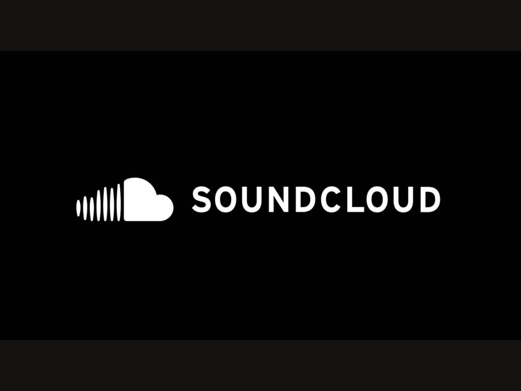 News 119 The image shows the SoundCloud logo on a black background. To the left is a white cloud with soundwave lines, and to the right, the word